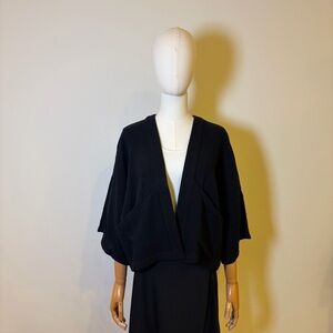 QEEP UP Black Kimono Cardigan Jacket 100% Organic Cotton Size S - NWOT